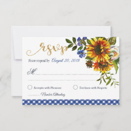 Cartão RSVP Floral Ocidental para Boho Sunflower C