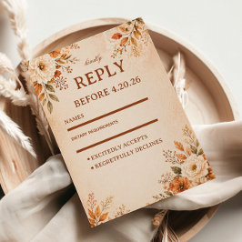Cartão RSVP Floral Outono Quente