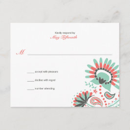 Cartão RSVP Floral Paisley Wedding Response