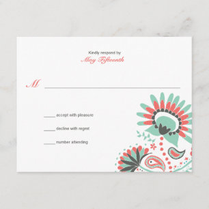 Cartão RSVP Floral Paisley Wedding Response