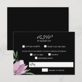 Cartão RSVP Floral Purple Magnolia Watercolor