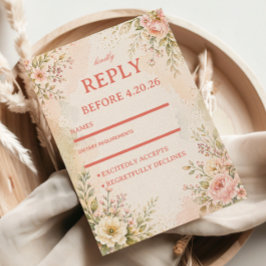 Cartão RSVP Floral Romântica Suave