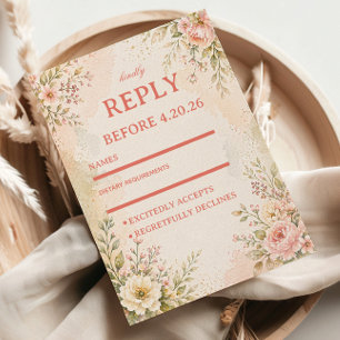 Cartão RSVP Floral Romântica Suave
