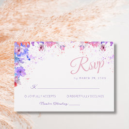 Cartão RSVP Floral Romântico de Flores Silvestres Pastel Casam