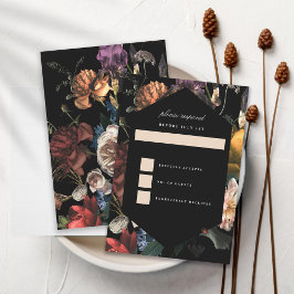 Cartão RSVP Floral Romântico Sombrio Pintura Holandesa