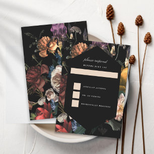 Cartão RSVP Floral Romântico Sombrio Pintura Holandesa