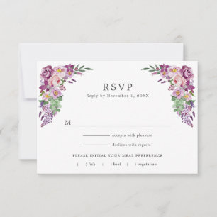 Cartão RSVP Floral Roxo