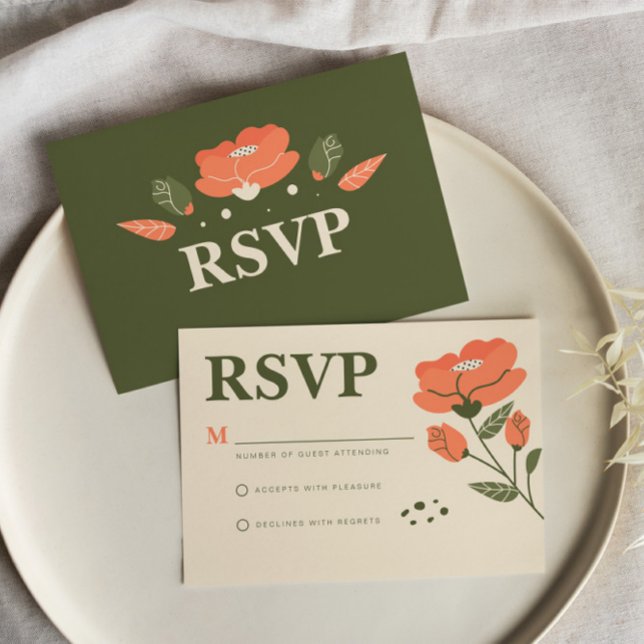 Cartão RSVP Floral Simples (Criador carregado)