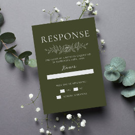 Cartão RSVP Floral Simplicity 1 Modern Green Minimal Wedding