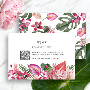 Cartão RSVP Floral Tropical Colorida