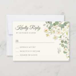 Cartão RSVP Floral verde pastel