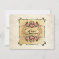 Floral Vintage Rosas Rosa Modernas Adoram Pássaros