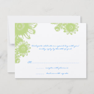 Cartão RSVP Floral Vintage Verde e Azul