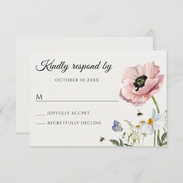 Cartão RSVP Floreal estético (Frente/Verso)