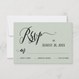 Cartão RSVP Floreios Elaborados Verde Sage Claro