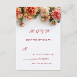 Cartão RSVP Flores 3D Realistas Flores Rosas Selvagens