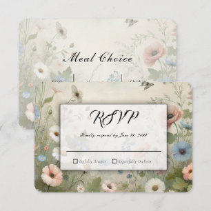 Cartão RSVP Flores Boho e Juramentos Vintage Casamento