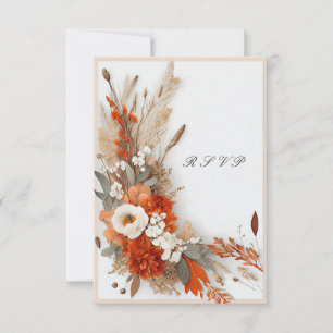 Cartão RSVP Flores Boho Outono, Casamento de Outono  