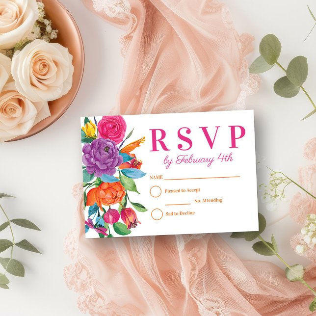 Cartão RSVP Flores Brancas de Fiesta Floral (RSVP card from my Fiesta Flowers Quinceanera Collection)