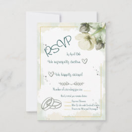Cartão RSVP Flores de Aquarela de Heléboro Branco