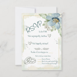 Cartão RSVP Flores de Aquarela Não-Me-Esqueças