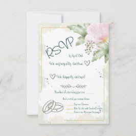 Cartão RSVP Flores de Aquarela Papoula Rosa