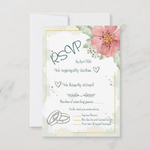 Cartão RSVP Flores de Aquarela Papoula Vermelha