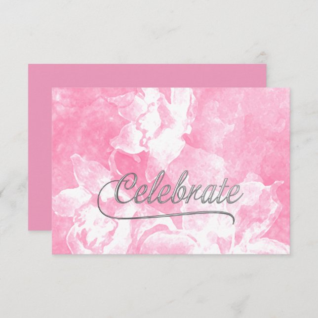 Cartão RSVP Flores De Aquarela Rosa Bat Mitzvah (Frente/Verso)