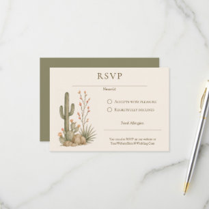 Cartão RSVP Flores de Cacto Floral Desértico Casamento