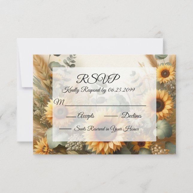 Cartão RSVP Flores de Girassóis Ensolarados de Verão (Frente)