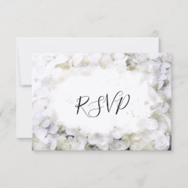 Cartão RSVP Flores de Hydrangea Brancas de Casamento de Aquare