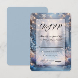 Cartão RSVP Flores de Inverno em Pinheiros Geados Casamento