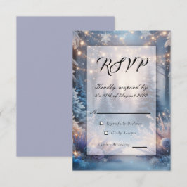 Cartão RSVP Flores de Inverno em Pinheiros Geados Casamento
