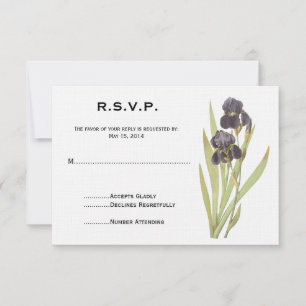 Cartão RSVP Flores de Íris Roxas