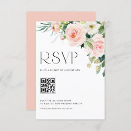 Cartão RSVP Flores de Jardim Bonito com Aquarela Código QR de