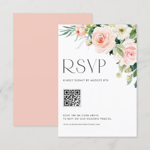 Cartão RSVP Flores de Jardim Bonito com Aquarela Código QR de