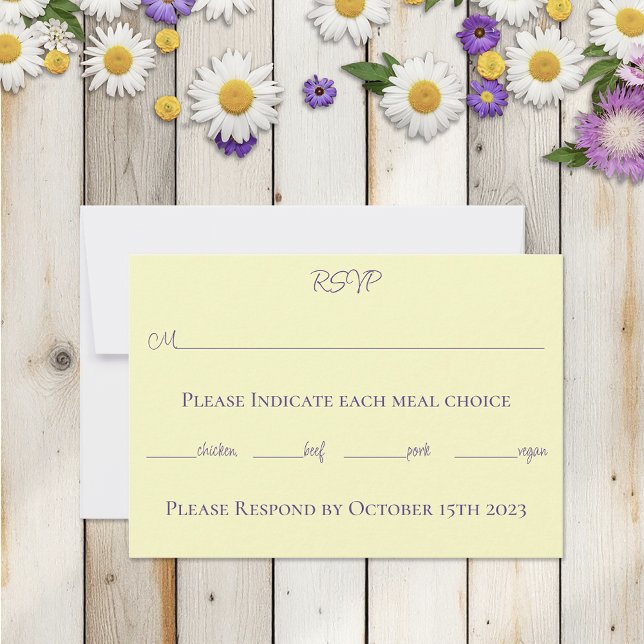Cartão RSVP Flores de Lavanda de mamangabas amarelas (Criador carregado)
