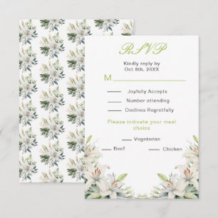 Cartão RSVP Flores de Lírio Branco Casamento