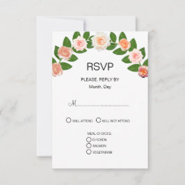 Cartão RSVP Flores de Louro e Rosa Casamento