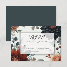 Cartão RSVP Flores de Outono Rústicas e Mal-humoradas para Cas