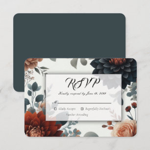 Cartão RSVP Flores de Outono Rústicas e Mal-humoradas para Cas
