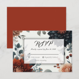 Cartão RSVP Flores de Outono Rústicas e Mal-humoradas para Cas