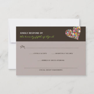 Cartão RSVP Flores de primavera Casamento Cardíaco Imísico RSV