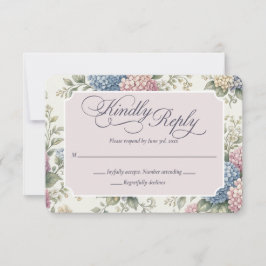 Cartão RSVP Flores Delicadas de Hortênsia Casamento