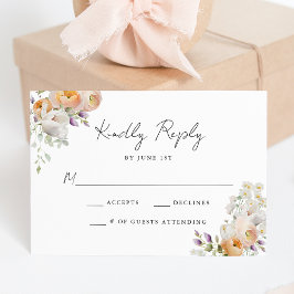 Cartão RSVP Flores Delicadas de Primavera para Casamento