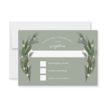 Flores Desenhadas Folhas Verde Olmo Casamento