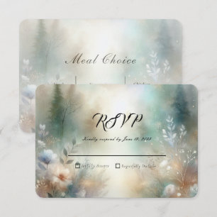 Cartão RSVP Flores Elegantes numa União Florestal de Casamento