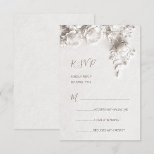 Cartão RSVP Flores Esculturais Brancas Rosas Silvestres