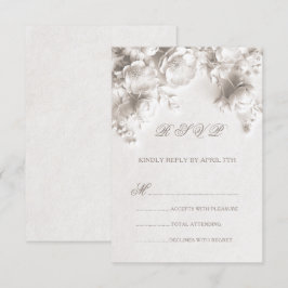 Cartão RSVP Flores Esculturais Brancas Rosas Silvestres