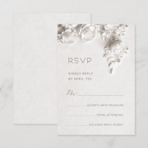 Cartão RSVP Flores Esculturais Brancas Rosas Silvestres